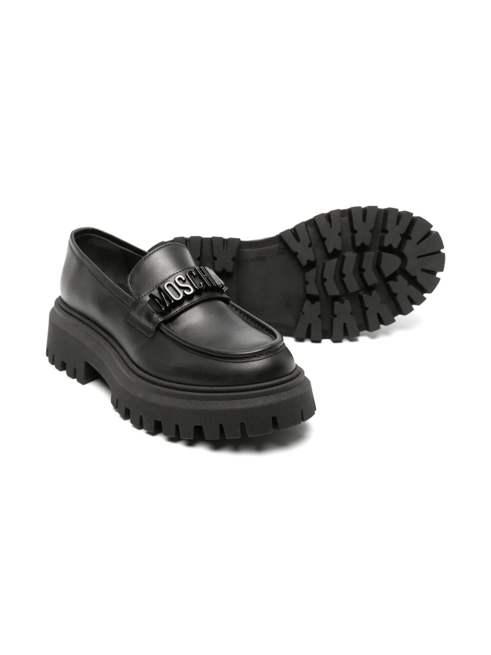 Moschino Kids Leren loafers - Zwart