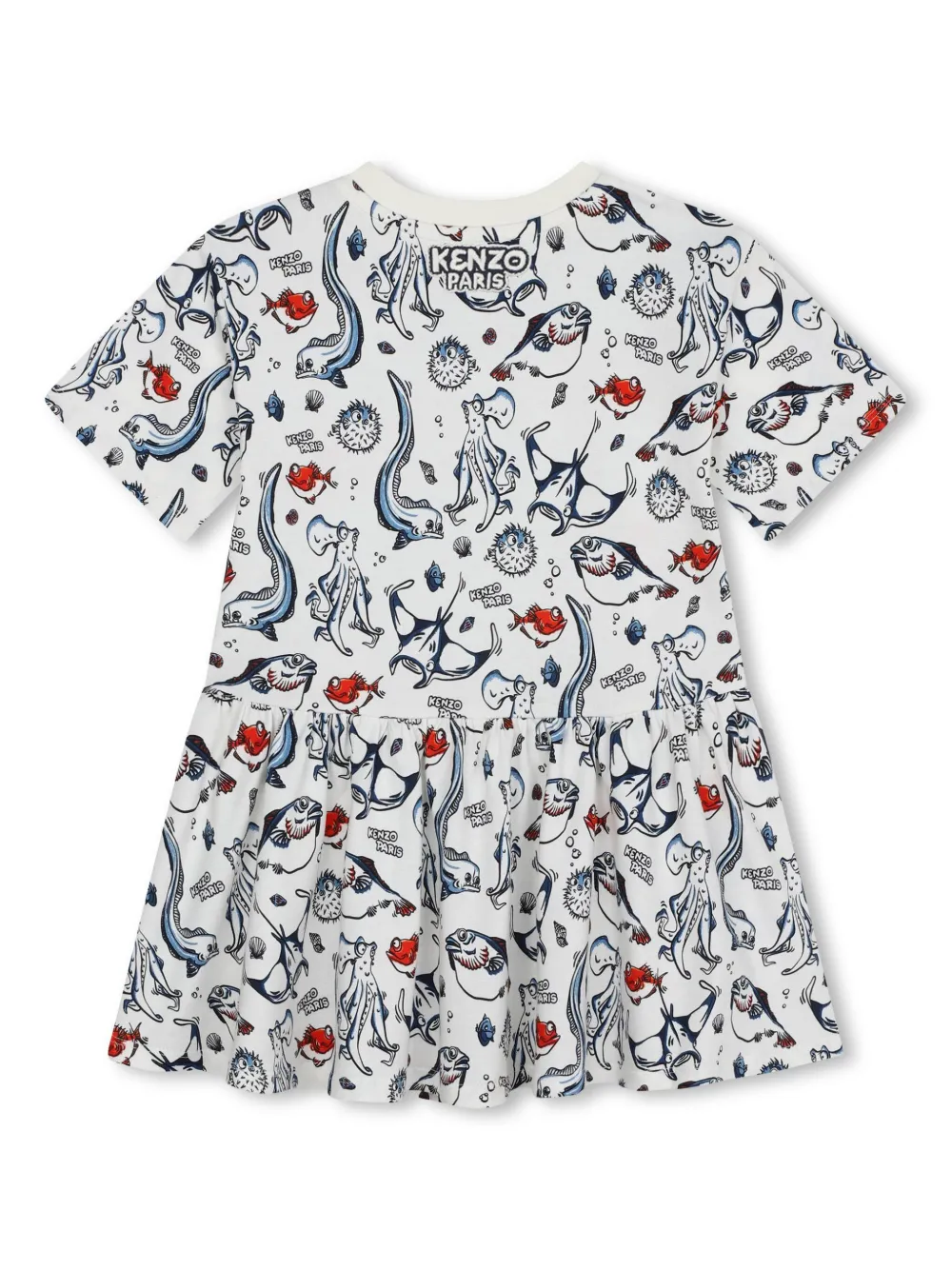 Shop Kenzo Ocean-print Cotton Dress In White