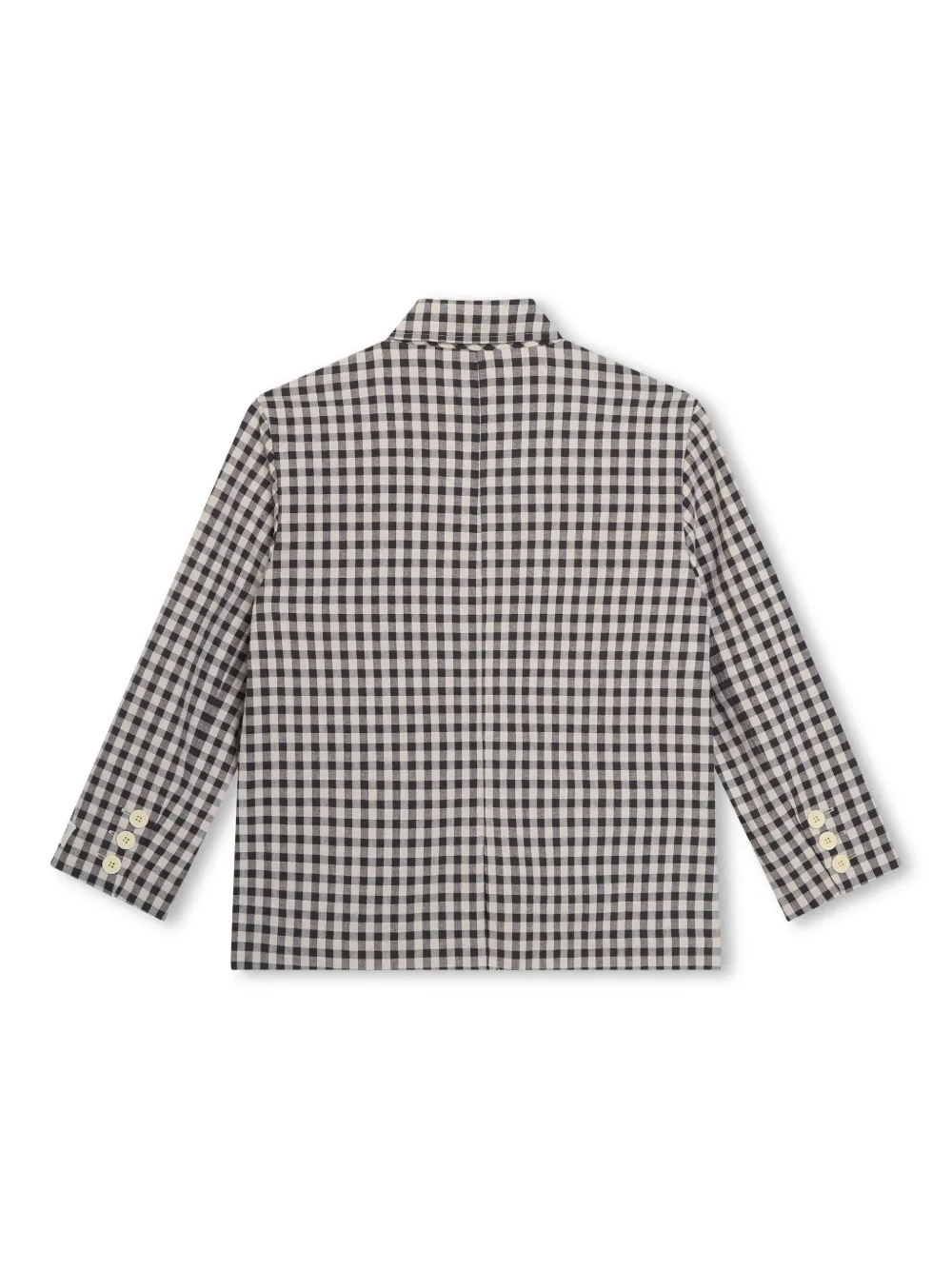 Shop Kenzo Logo-embroidered Gingham Blazer In Neutrals