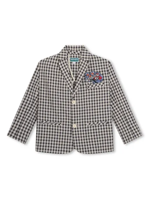 Kenzo Kids logo-embroidered gingham blazer