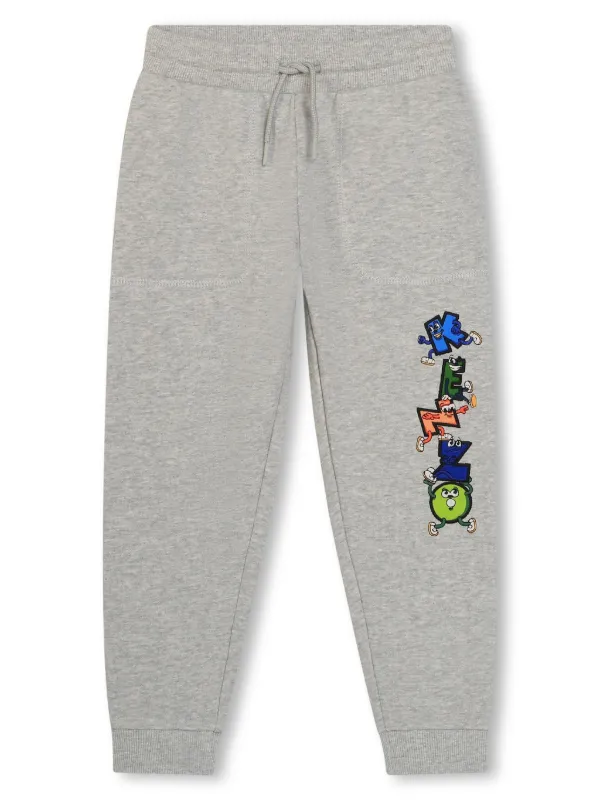 Kenzo Kids Pantalon De Jogging En Coton a Logo Brode Gris FARFETCH MA