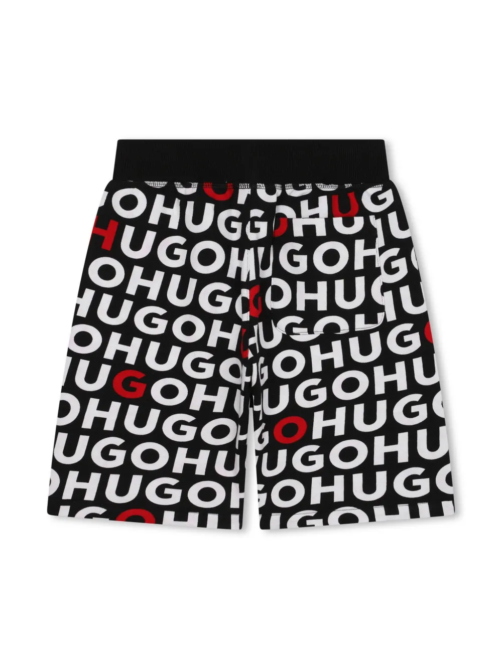 Shop Hugo Monogram-print Drawstring Bermuda Shorts In Black