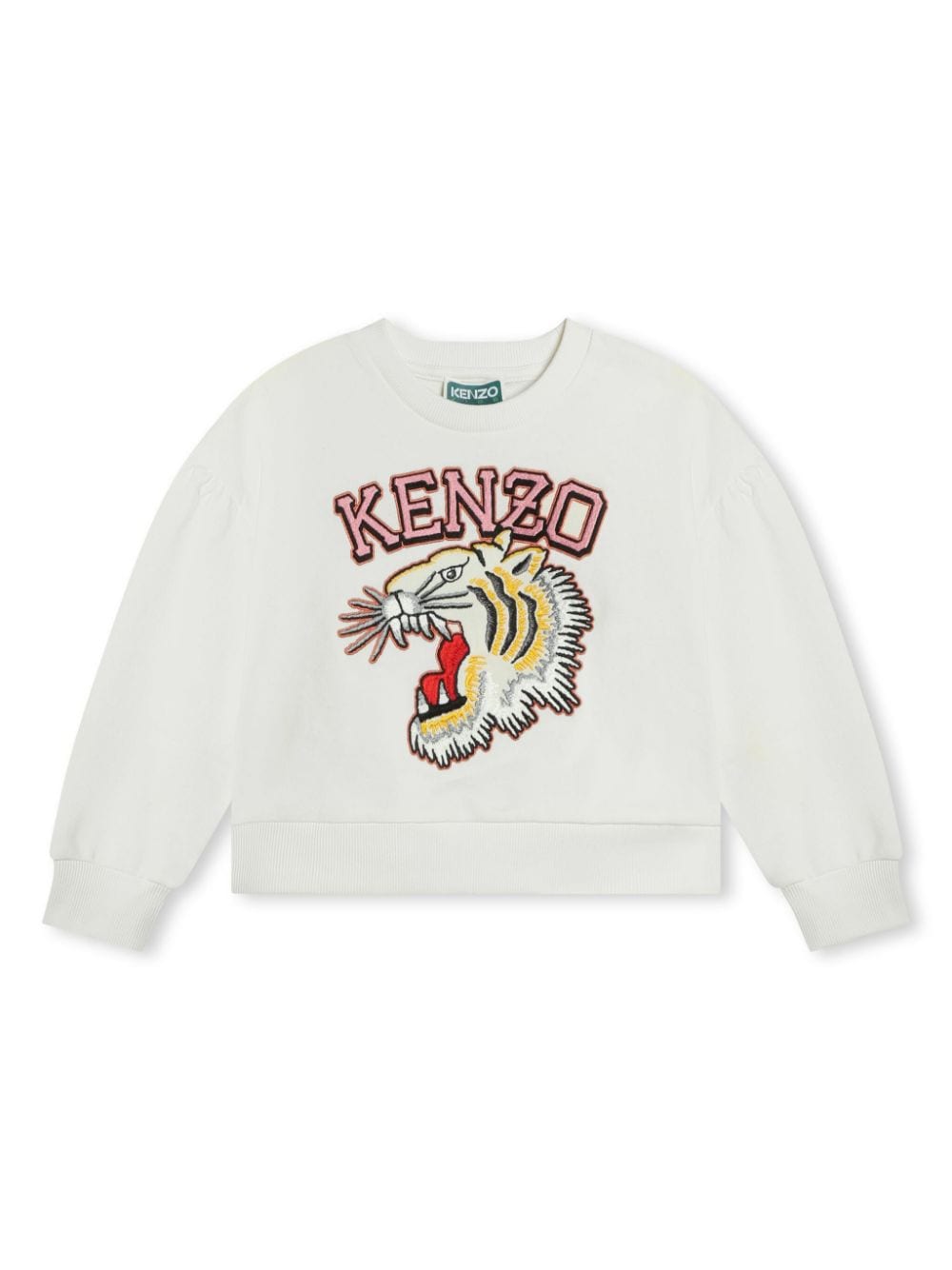 Shop Kenzo Tiger-embroidered Cotton Sweatshirt In White