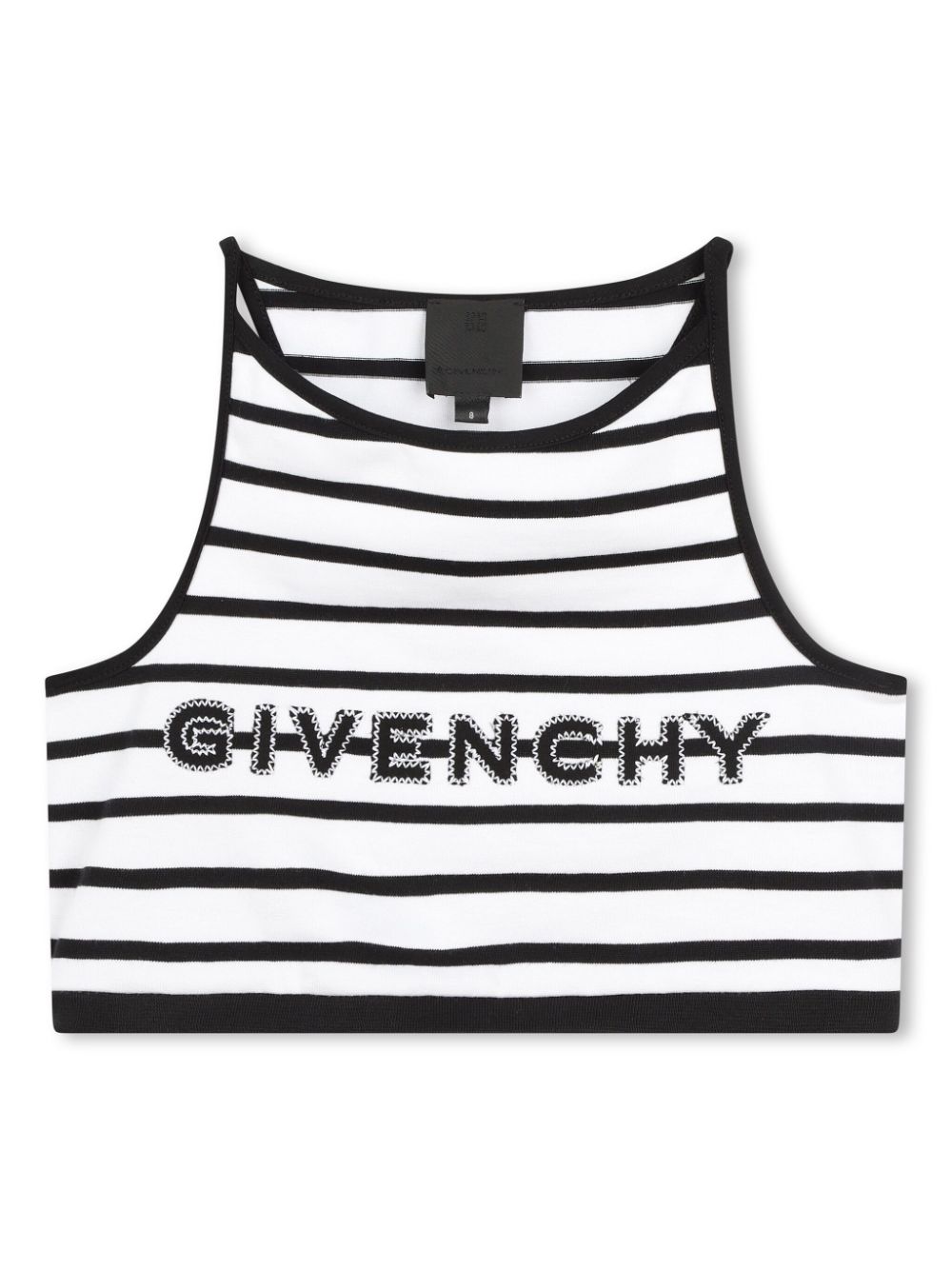 Image 1 of Givenchy Kids 로고 자수 스트라이프 크롭 탑