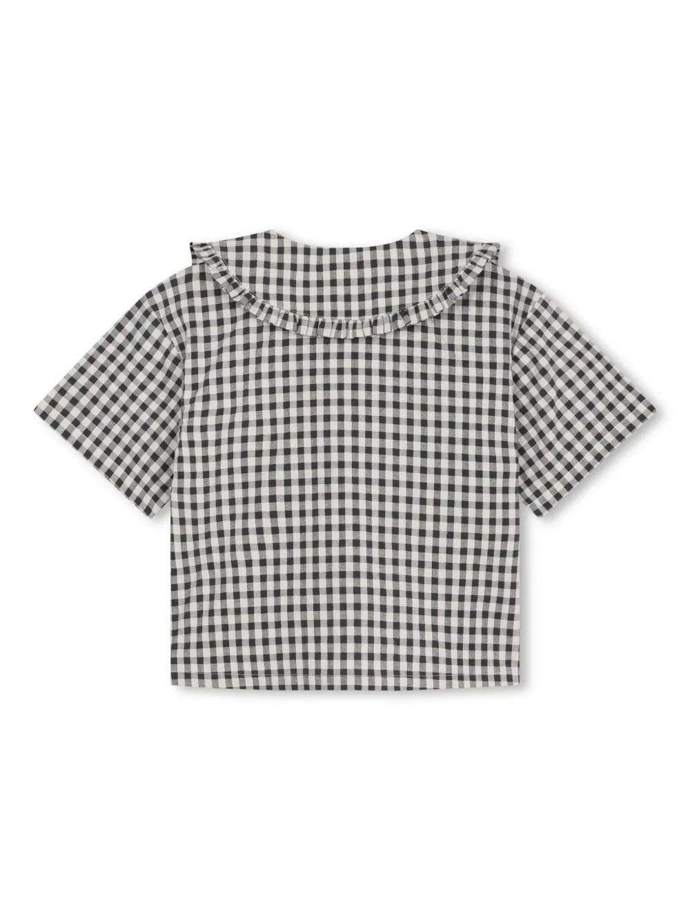 Shop Kenzo Logo-embroidered Gingham Shirt In Grey