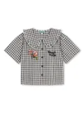 Kenzo Kids logo-embroidered gingham shirt - Grey