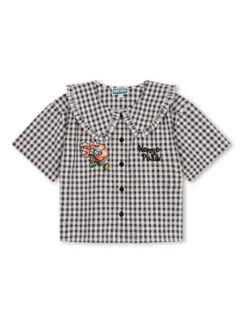 Kenzo Kids logo-embroidered gingham shirt