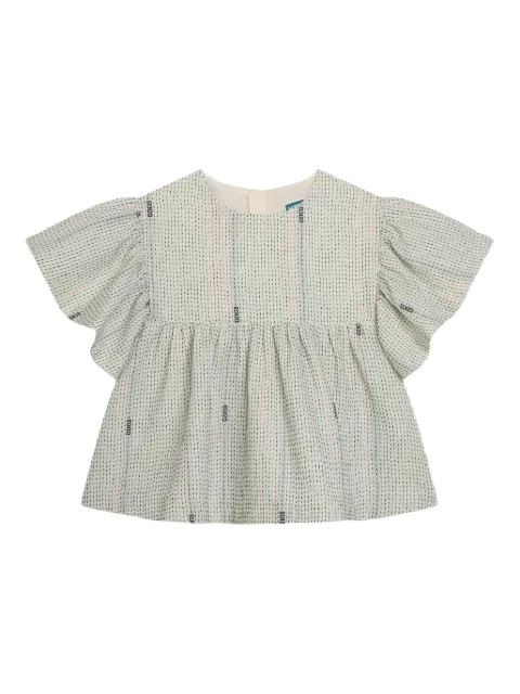 Kenzo Kids ruffled pinstriped cotton blouse