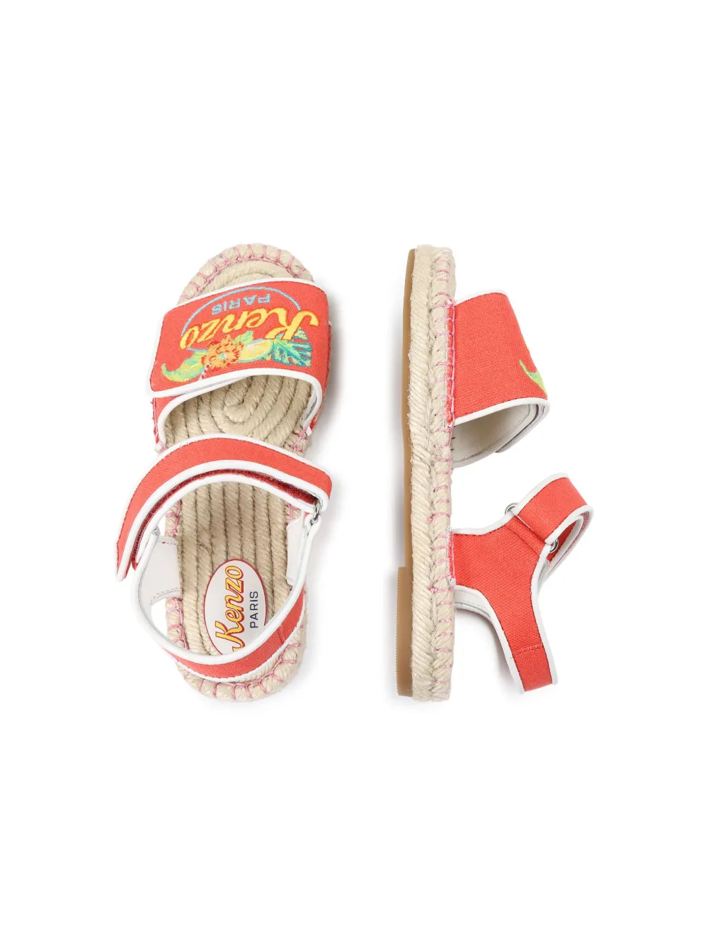 Kenzo Kids logo-embroidered jute sandals Orange