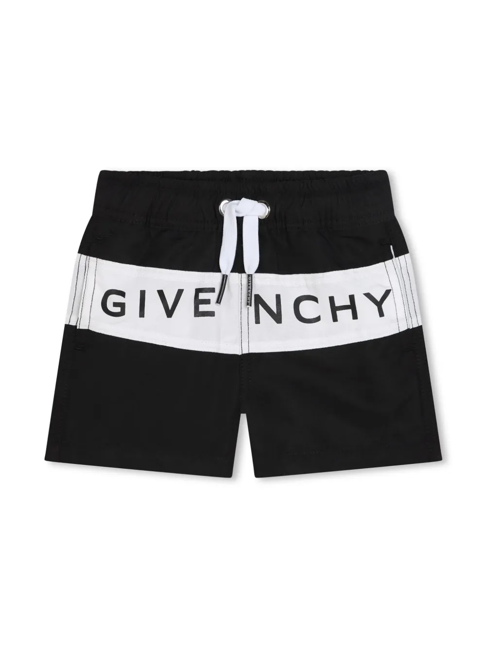 Givenchy Kids Gestreepte zwembroek met logoprint Zwart