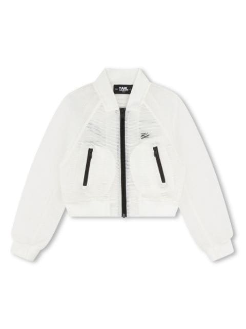 Karl Lagerfeld Kids logo-embroidered zip-up bomber jacket 