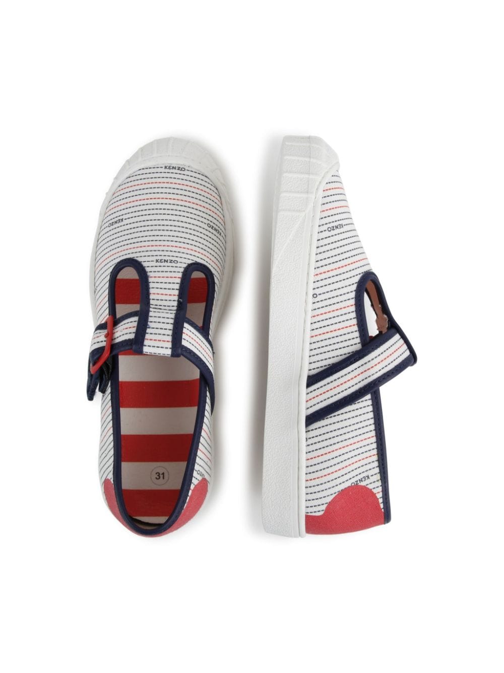 Shop Kenzo Stripe-print Buckled Sneakers In White