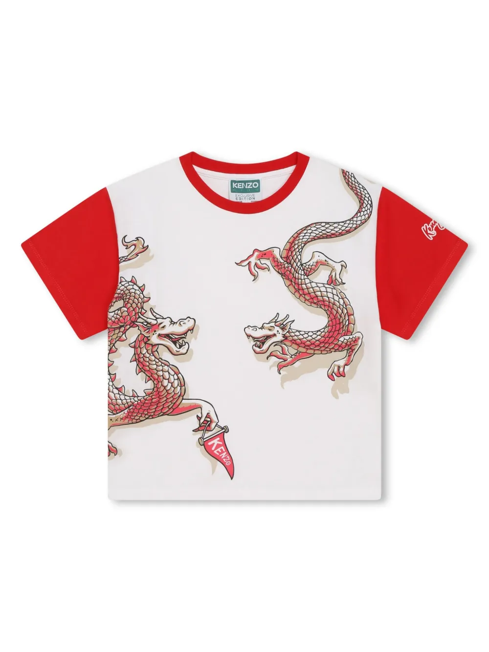 Kenzo Kids T-Shirt mit Logo-Patch - Weiß