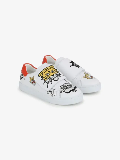 Kenzo Kids baskets en cuir à patch logo