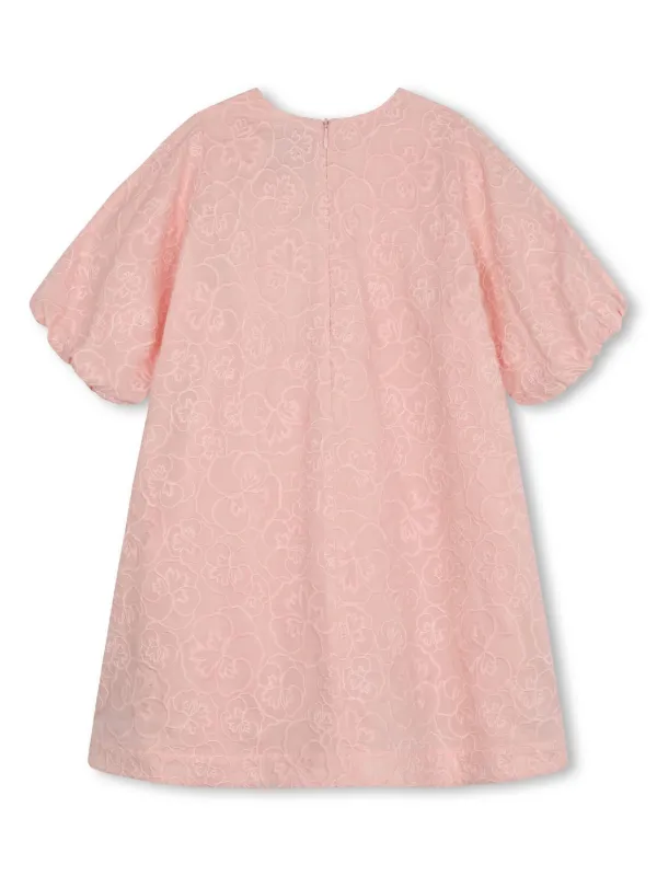 Kenzo Kids floral-embroidered Cotton Dress | Pink | FARFETCH