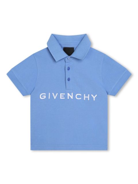 Givenchy Kids قميص بولو قطن مطرز بشعار الماركة