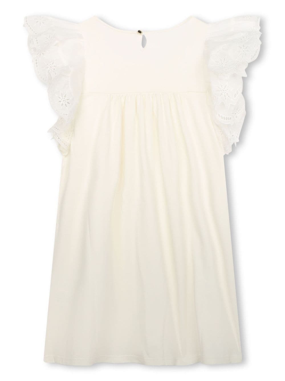 Shop Chloé Broderie-anglaise Pleated Dress In White