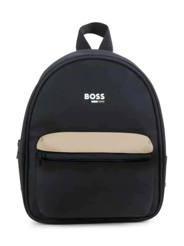 BOSS Kidswear logo print two tone Backpack Farfetch