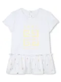 Givenchy Kids 4G-print ruffled T-shirt dress - White