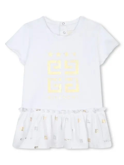 Givenchy Kids 4G-print ruffled T-shirt dress