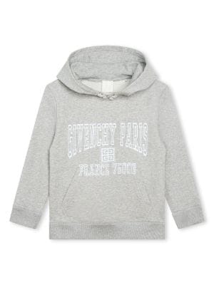 Logo cotton-blend jersey hoodie in green - Givenchy Kids