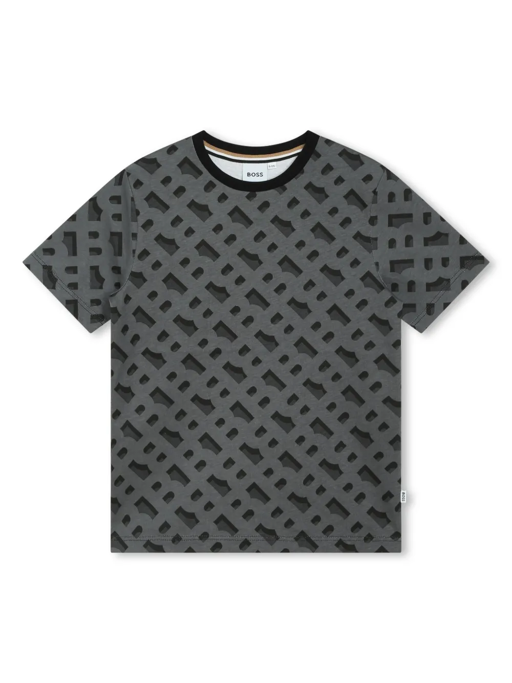 Bosswear Kids' Monogram-jacquard Cotton T-shirt In Black