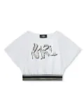 Karl Lagerfeld Kids logo-print glitter jersey T-shirt - White