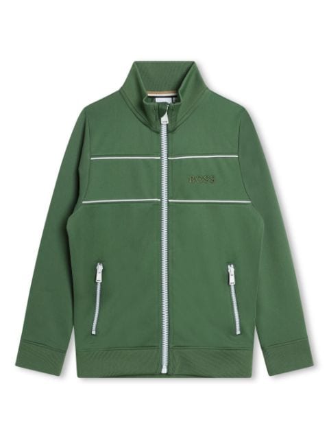 BOSS Kidswear logo-embroidered zipped jacket
