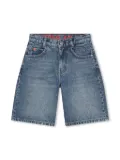 HUGO KIDS logo-patch denim Bermuda shorts - Blue