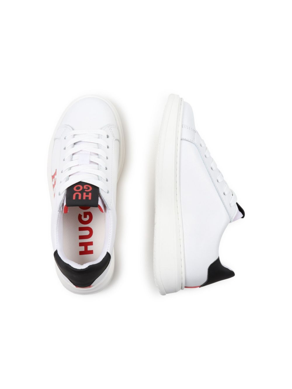 Shop Hugo Logo-print Leather Sneakers In White