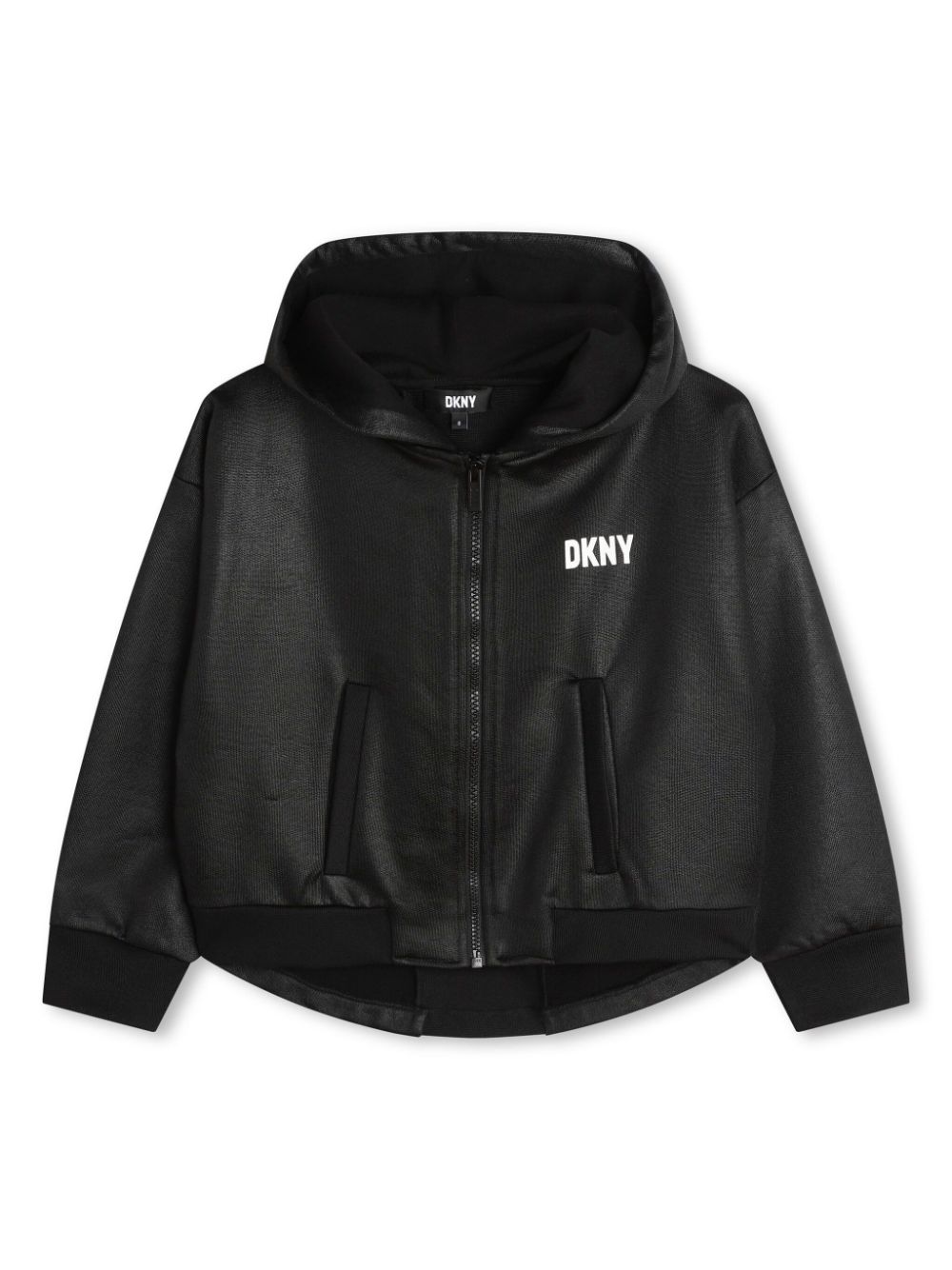 Dkny Kids logo-appliqué hooded jacket - Black