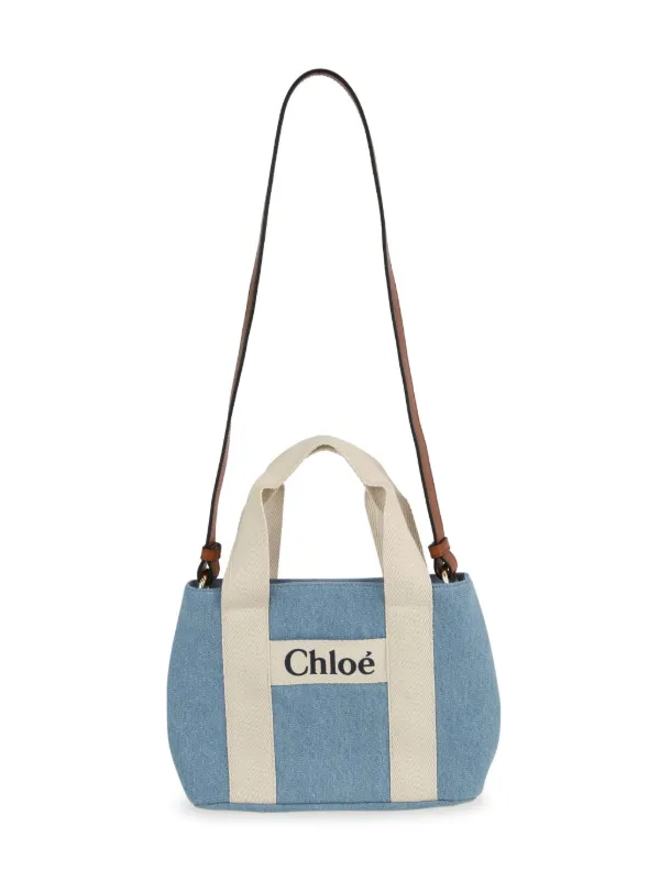 Chloé Kids logo-appliqué Denim Shoulder Bag - Farfetch