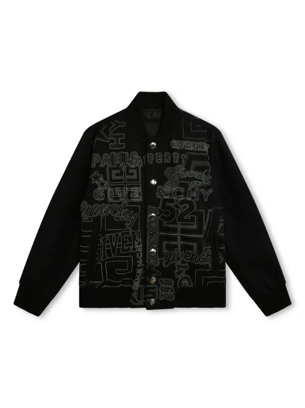 Givenchy Boys Embroidered Bomber Jacket In 8 Yrs Black