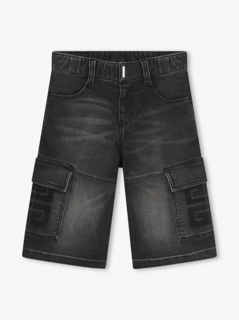 Givenchy Kids 4G-motif denim cargo shorts