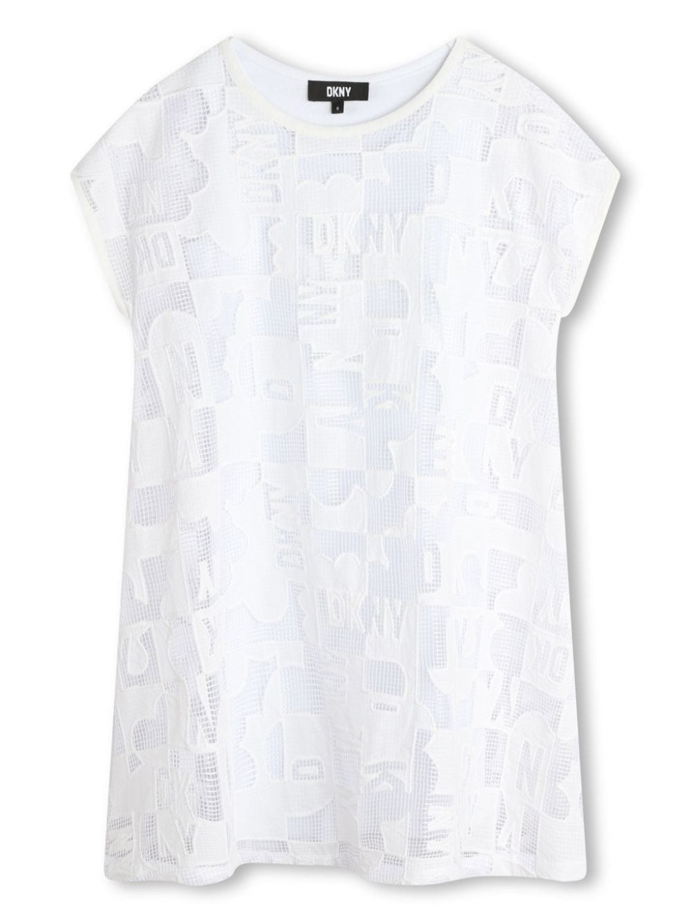 Dkny Kids' Logo-jacquard Sleeveless Dress In White