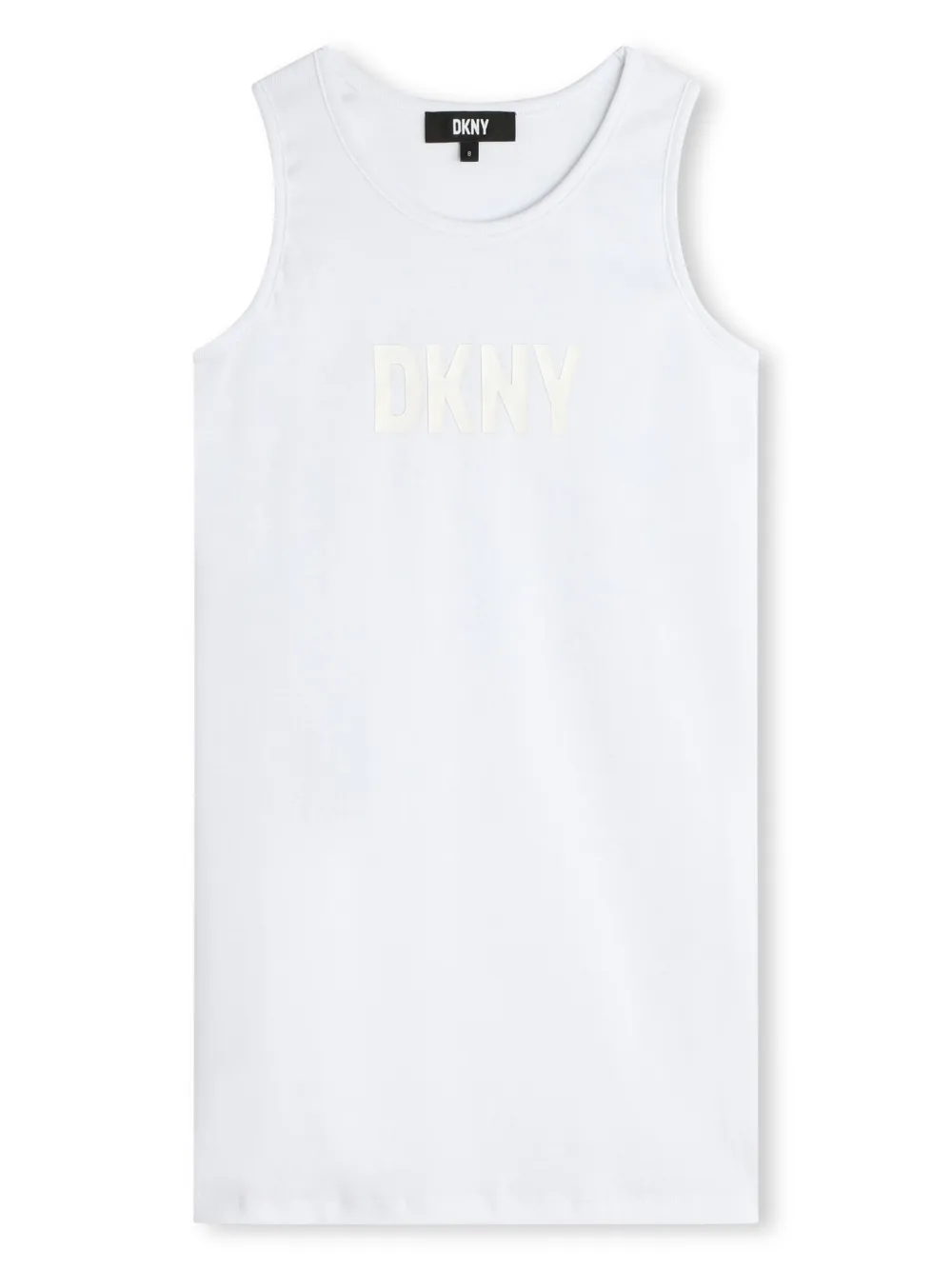 Shop Dkny Logo-jacquard Sleeveless Dress In White