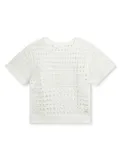 Chloé Kids lamé open-knit T-shirt - White