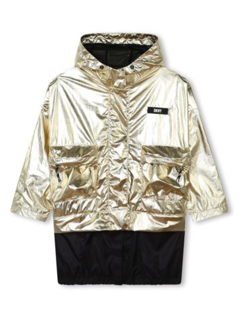 Dkny Kids куртка с эффектом металлик и логотипом
