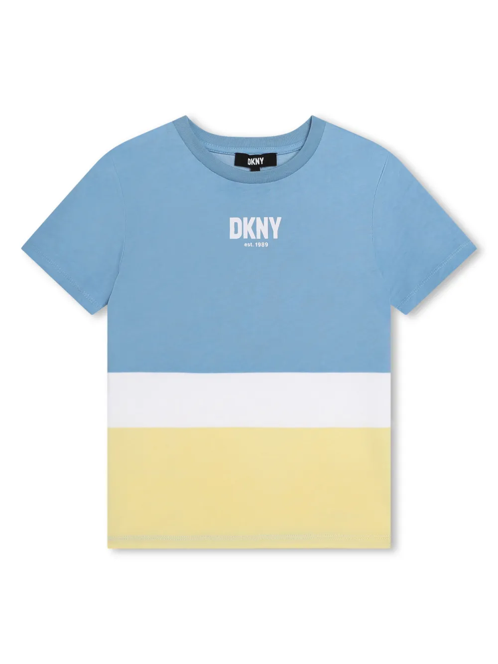 Dkny Kids' Colour-block Cotton T-shirt In Blue