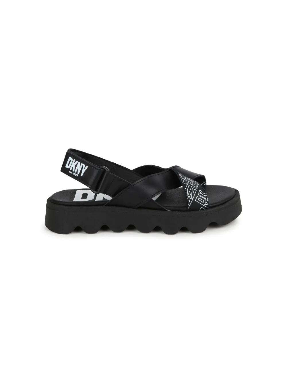 Shop Dkny Logo-strap Leather Sandals In Black