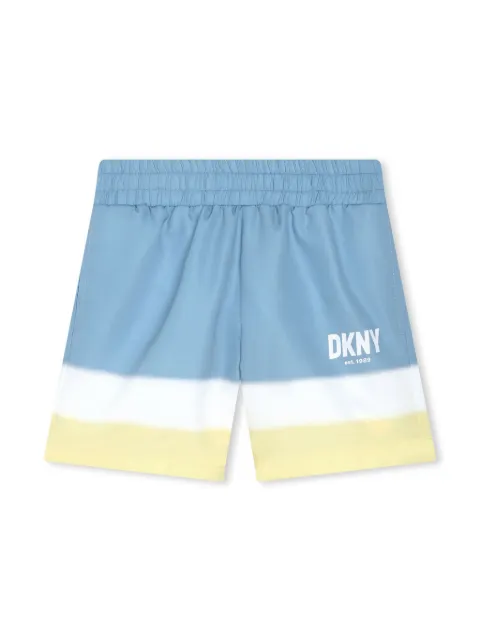 Dkny Kids shorts de playa con logo estampado y motivo de rayas