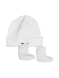 BOSS Kidswear logo-embroidered cotton beanie set (set of two) - White