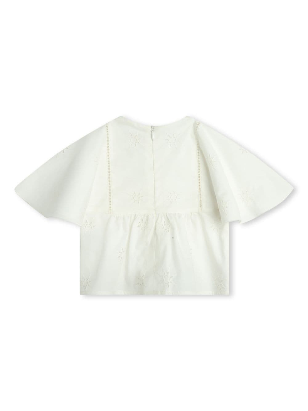 Shop Chloé Embroidered Cotton Blouse In White