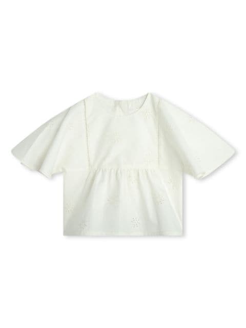 Chloé Kids embroidered cotton blouse