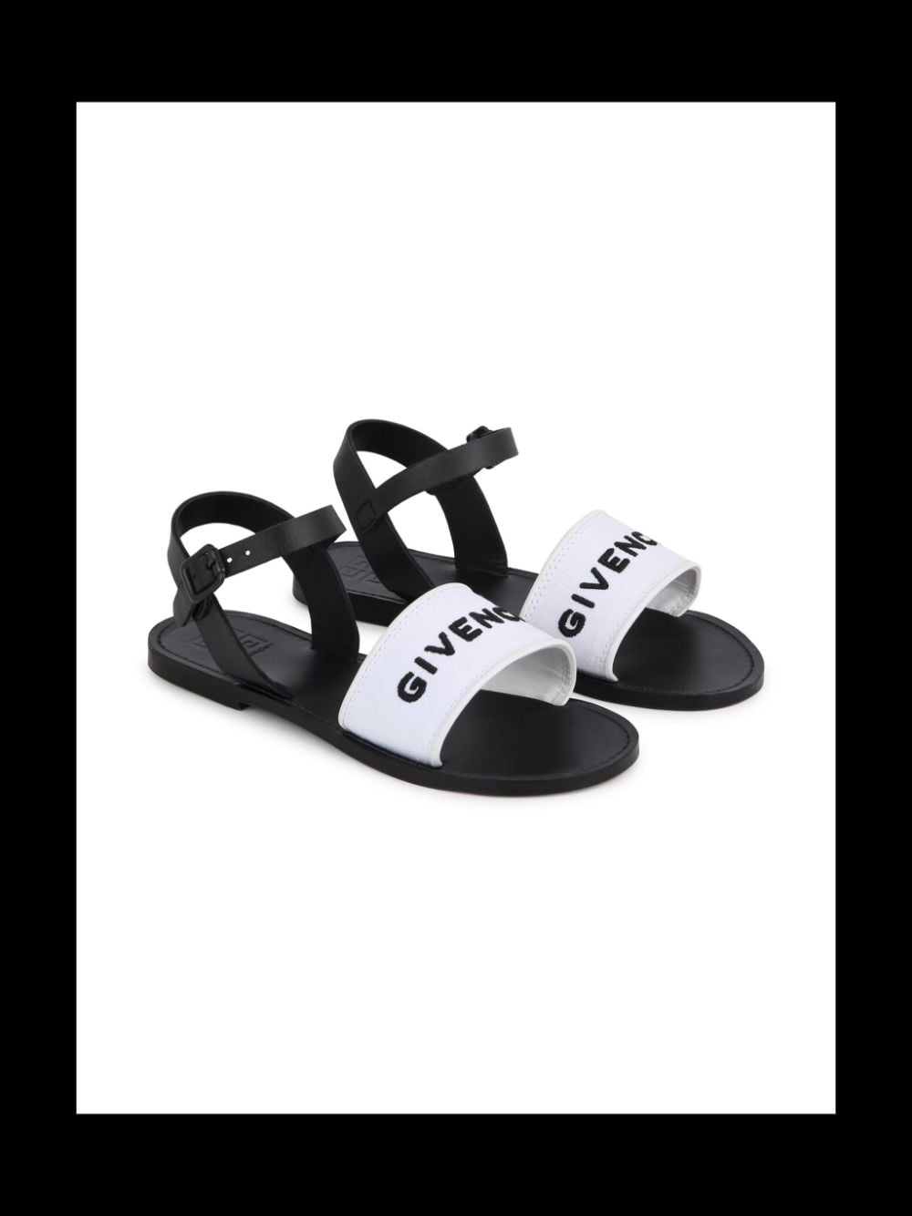 Shop Givenchy Logo-embroidered Leather Sandals In Black
