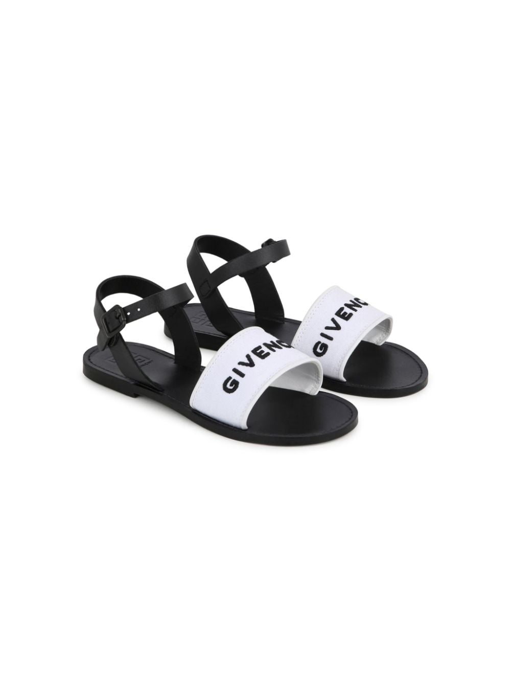 Image 1 of Givenchy Kids logo-embroidered leather sandals