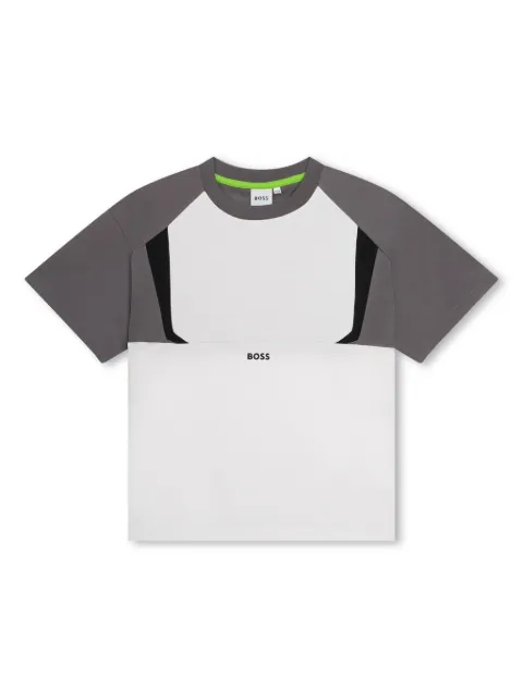 BOSS Kidswear panelled logo-print T-shirt
