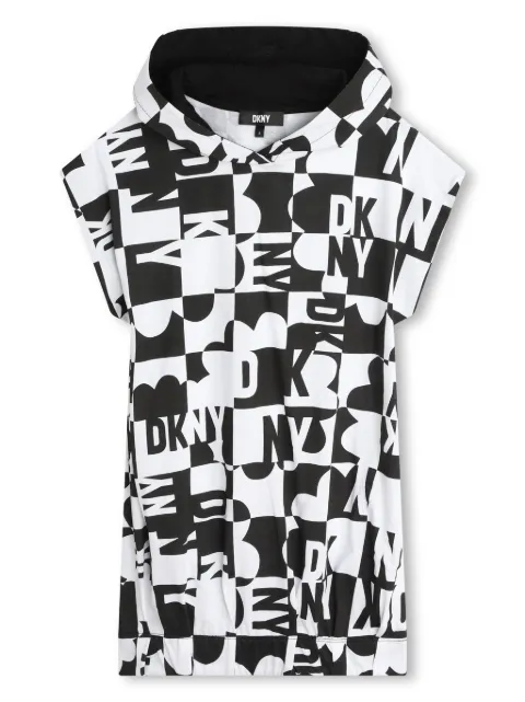 Dkny Kids checkerboard logo-print hoodie dress