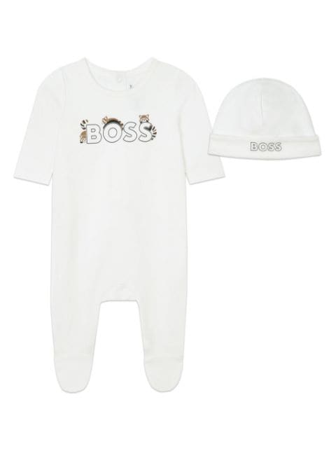 BOSS Kidswear طقم بيجامة قطن بطبعة شعار الماركة