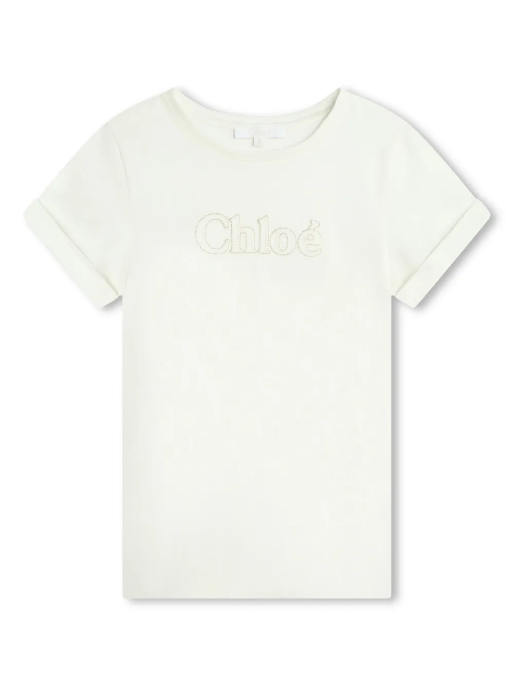 Chloé Kids T-shirt met geborduurd logo Wit